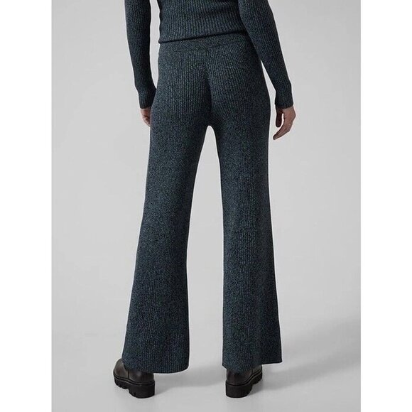 Athleta Reverie Hi-Rise Wide-Leg Sweater Knit Pants Pull On Navy Blue Women XS - Picture 2 of 14